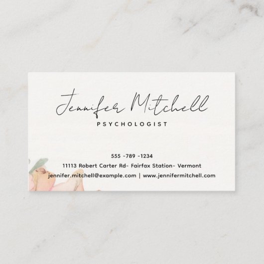 Chic Light Rose Sage Green Bohemisch Floral Script Visitenkarte (Rückseite)