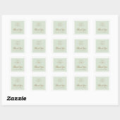 Chic light sage green custom logo thank you quadratischer aufkleber (Blatt)