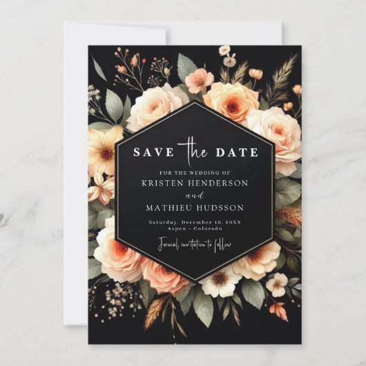 Chic Light Sage Peach Wedding Save The Date (Vorderseite)
