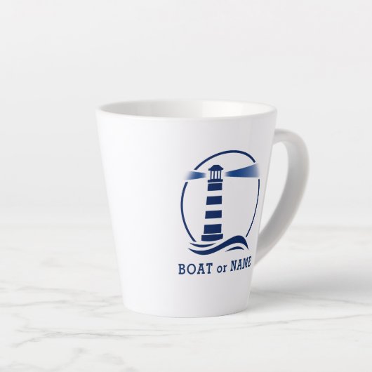 Chic Lighthouse mit Ihrem Boot oder Name 2 Seite Milchtasse (Rechte Ecke)