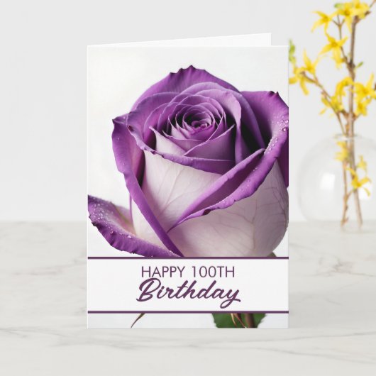 Chic Lila 100. Geburtstag Karte (Gelbe Blume)