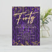 Chic Lila 40. Geburtstag 40 Einladung (Stehend Vorderseite)