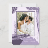 Chic Lila Abstrakt Paint Brush Strokes Foto Save The Date (Vorderseite)