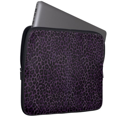 Chic Lila Black Leopard Print Laptopschutzhülle (Vorne Rechts)