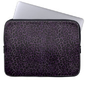 Chic Lila Black Leopard Print Laptopschutzhülle (Vorderseite)