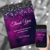 Chic lila Black Silber Tropfen Glitzer vielen Dank Karte