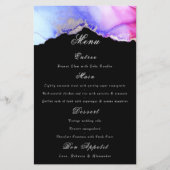 Chic Lila Black Wedding Menu (Vorderseite)