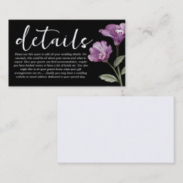 Chic lila & Black Wildblume Hochzeitsdetails Begleitkarte
