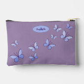 Chic Lila Blue Butterfly Flutter Zubehörtasche (Rückseite)
