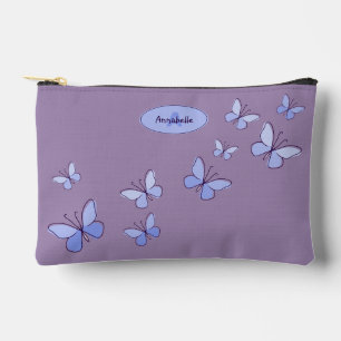 Chic Lila Blue Butterfly Flutter Zubehörtasche
