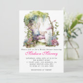 Chic Lila Blue Floral Garden Brautparty Einladung (Stehend Vorderseite)