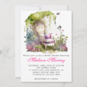 Chic Lila Blue Floral Garden Brautparty Einladung (Vorderseite)