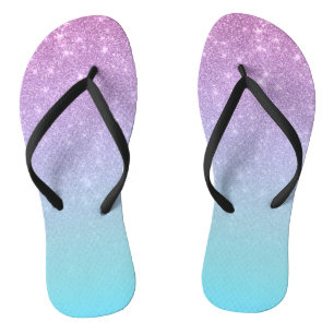 Chic Lila Blue Glitzer Ombre Gradient Badesandalen