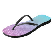Chic Lila Blue Glitzer Ombre Gradient Badesandalen (Schrägansicht)