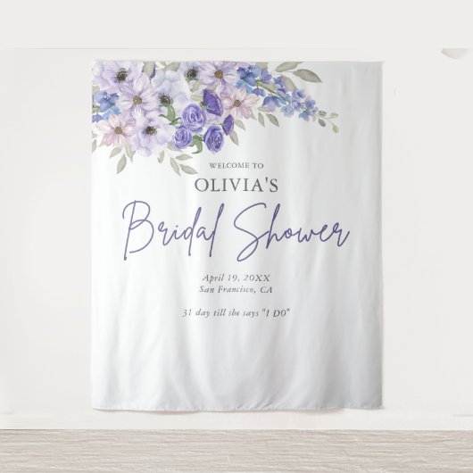 Chic Lila Blume Gown Brautparty Willkommen Wandteppich (Vorderseite)