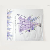 Chic Lila Blume Gown Brautparty Willkommen Wandteppich (Vorderseite (Horizontal))