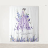 Chic Lila Blume Gown Brautparty Willkommen Wandteppich (Vorderseite)