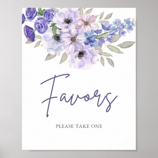 Chic Lila Blume Script Brautparty Favoriten Poster (Vorne)