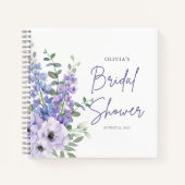 Chic Lila Blume Script Brautparty Guest Notizblock (Vorderseite)