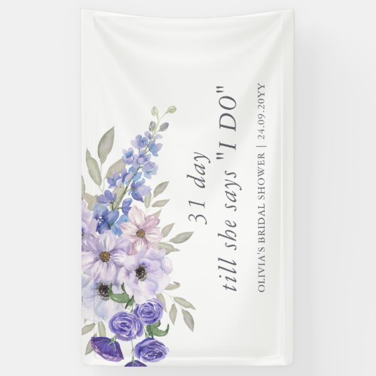 Chic Lila Blume Script Brautparty Willkommen Banner (Vertikal)