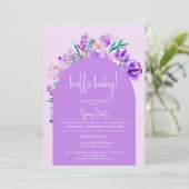 Chic lila Blumenbogenneutraldusche Einladung (Stehend Vorderseite)