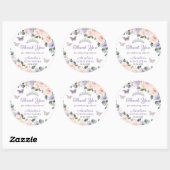 Chic Lila Blush Floral Butterfliegen Silver Quince Runder Aufkleber (Blatt)