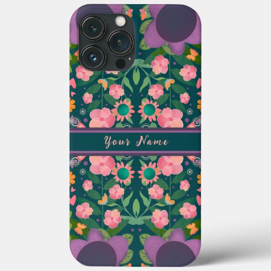 Chic Lila Boho Name Blume Benutzerdefiniertes Must Case-Mate iPhone Hülle (Rückseite)