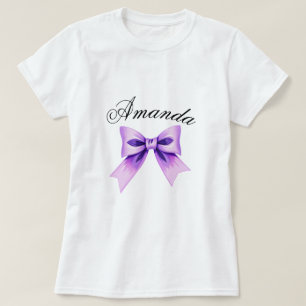 Chic Lila Bow Coquette Girl Sweet 16 Geburtstag T-Shirt