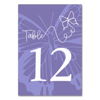 Chic Lila Butterfly Garden Wedding Sign Tischnummer