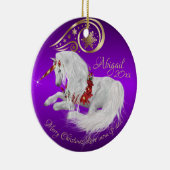 Chic Lila Christmas Unicorn Gold Akzent Freude Keramik Ornament (Rechts)