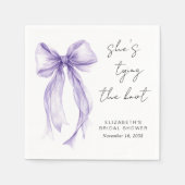 Chic Lila Coquette Bow Watercolor Brautparty Serviette (Vorderseite)