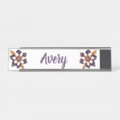 Chic Lila Cream Floral Name Schreibtischnamensplakette (Vorderseite )