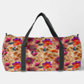 Chic lila Creme Blumenmuster Duffle Bag (Vorderseite)