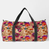 Chic lila Creme Blumenmuster Duffle Bag (Rückseite)