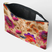 Chic lila Creme Blumenmuster Zubehörtasche (Offen)