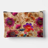 Chic lila Creme Blumenmuster Zubehörtasche (Rückseite)