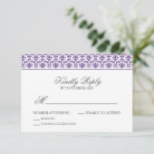 Chic Lila Damask Bat Mitzvah UAWG RSVP Karte (Stehend Vorderseite)