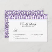 Chic Lila Damask Bat Mitzvah UAWG RSVP Karte (Vorne/Hinten)