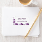 Chic Lila Damask Blüh Border Adressaufkleber (Insitu)