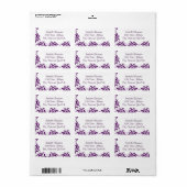 Chic Lila Damask Blüh Border Adressaufkleber (Vorne)