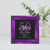 Chic-lila dekorativer gerahmter 50. Geburtstag Einladung (Stehend Vorderseite)