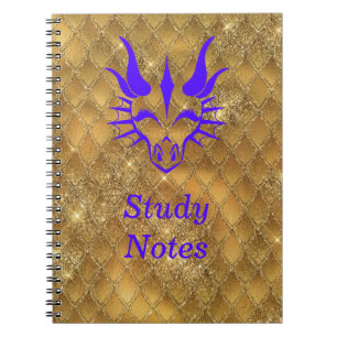 Chic Lila Dragon Head & Gold Dragon Scales Notizblock