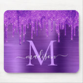 Chic Lila Driving Glitzer Brush Metal Monogram Mousepad (Vorne)