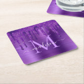 Chic Lila Driving Glitzer Brush Metal Monogram Rechteckiger Pappuntersetzer (angewinkelt)