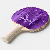 Chic Lila Driving Glitzer Brush Metal Monogram Tischtennis Schläger (Vorderseite)