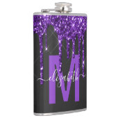 Chic Lila Driving Glitzer Monogram Name Flachmann (Rechts)
