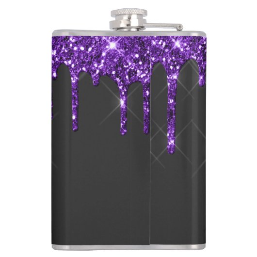 Chic Lila Driving Glitzer Monogram Name Flachmann (Rückseite)