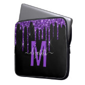 Chic Lila Driving Glitzer Monogram Name Laptopschutzhülle (Vorderseite Links)