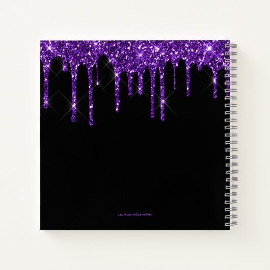 Chic Lila Driving Glitzer Monogram Name Notizblock (Rückseite)