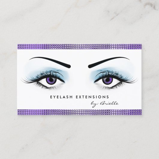 Chic Lila Eyes Girly Eyelash Extensions Boutique Visitenkarte (Vorderseite)